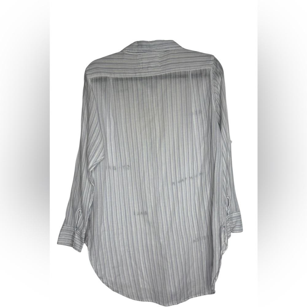 Sundry Malibu Stripe Button Down Shirt Cotton Beachy Relaxed Size 0 Coastal - Picture 3 of 6